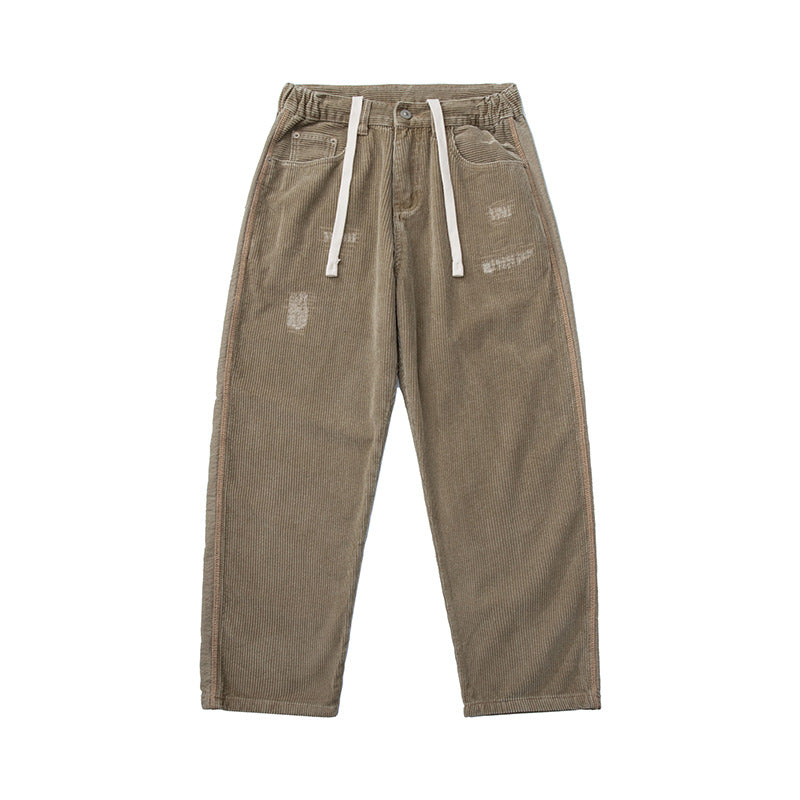 Herren Cordhose im Relaxed-Fit mit elastischem Tunnelzugbund und Used-Details Shop Nory