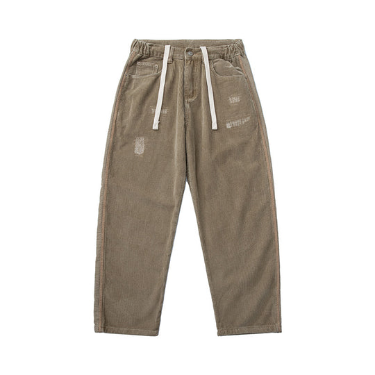 Herren Cordhose im Relaxed-Fit mit elastischem Tunnelzugbund und Used-Details Shop Nory