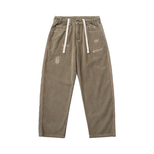 Herren Cordhose im Relaxed-Fit mit elastischem Tunnelzugbund und Used-Details Shop Nory