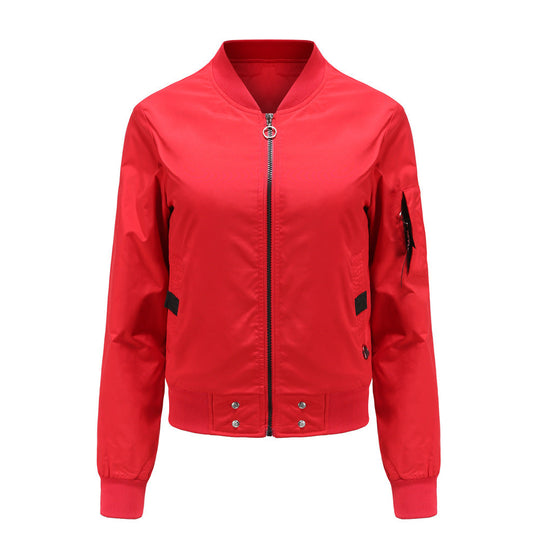 Damen modische Bomberjacke mit praktischen Taschen und seitlichen Einsätzen