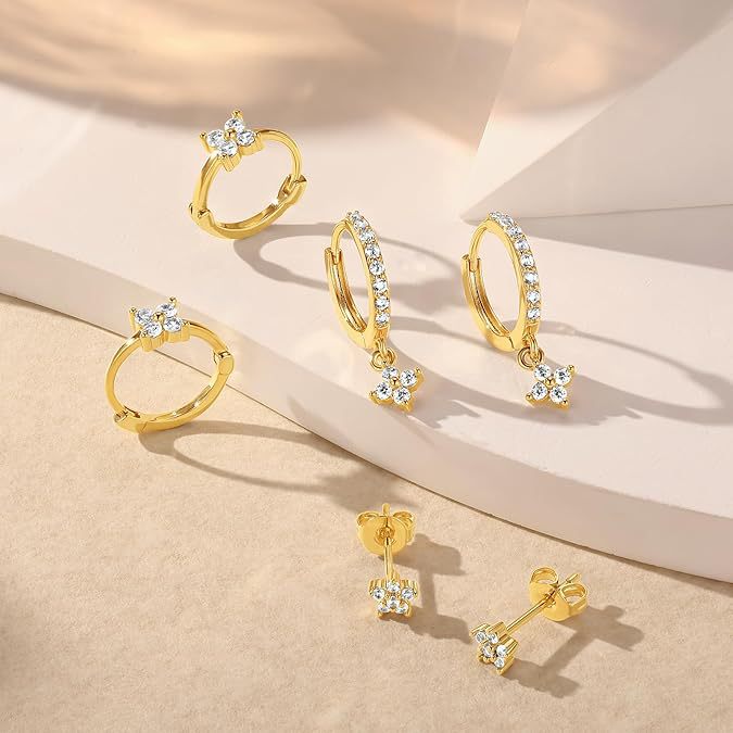 Damen Ohrstecker-Set mit funkelnden Kristallen Shop Nory