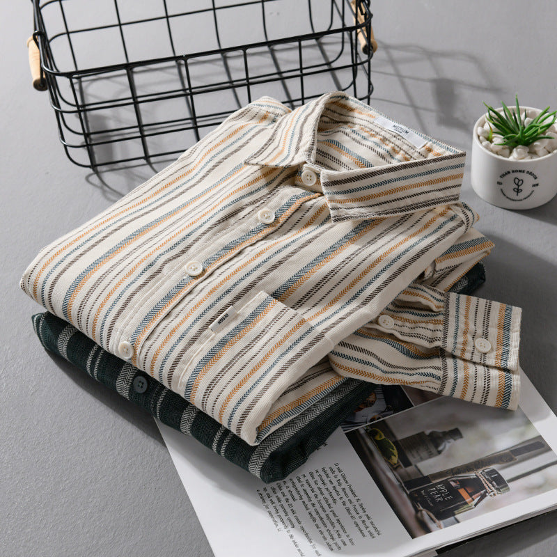Herren Overshirt aus Baumwollmischung mit vertikalen Streifen und Brusttasche Shop Nory