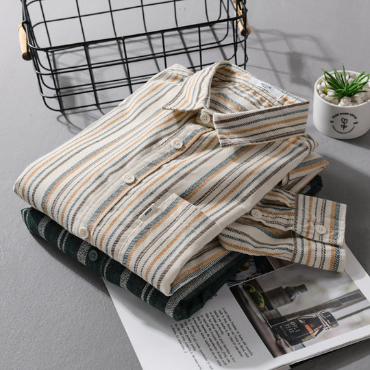 Herren Overshirt aus Baumwollmischung mit vertikalen Streifen und Brusttasche Shop Nory