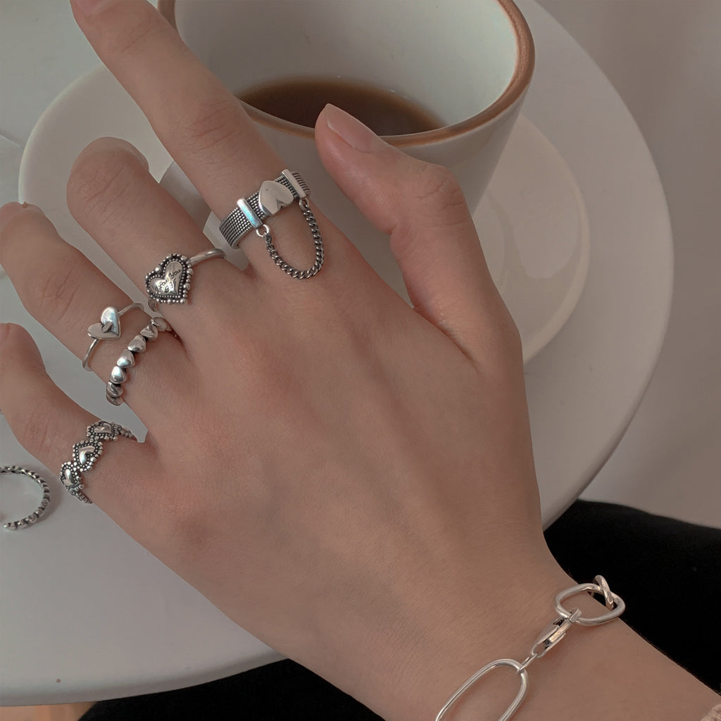 Damen Ring-Set mit filigranen und herzförmigen Designs Shop Nory