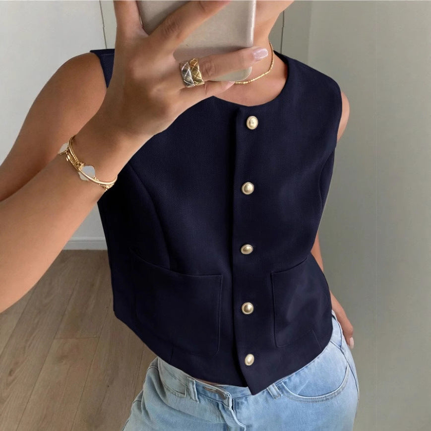 Damen modischer ärmelloser Blazer Shopnory