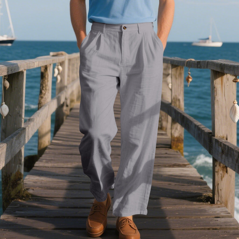 Herren elegante Freizeit-Hose mit weichem Stoff und weitem Schnitt
