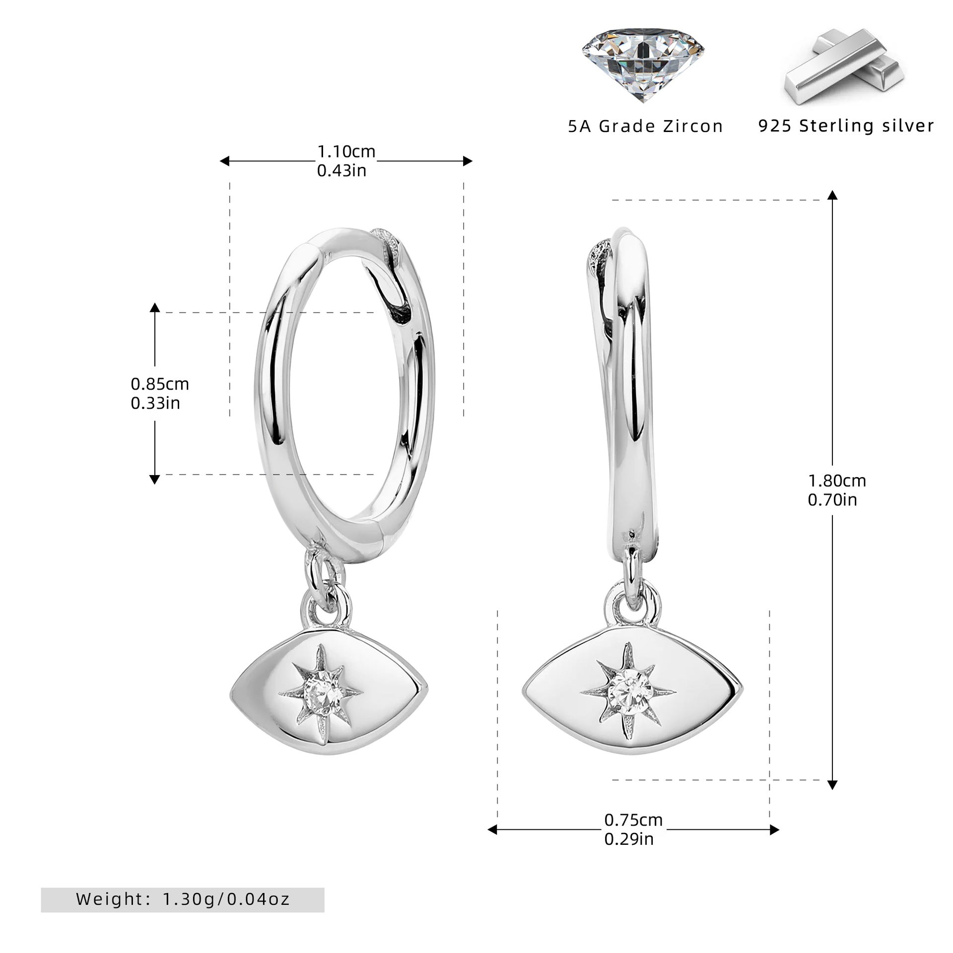 Damen Ohrhänger mit schützendem Augenanhänger aus 925 Sterling Silber Shop Nory