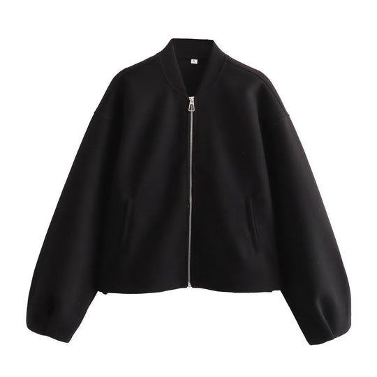 Damen Boxy Wollmix-Zipjacke mit kurzem Saum und Tunnelzug Shop Nory