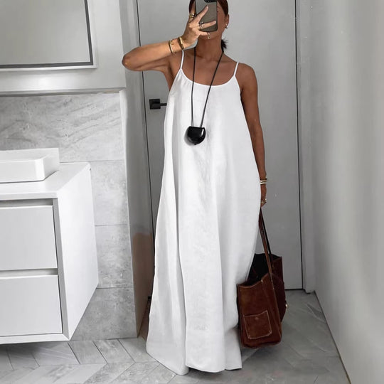Damen luftiges Leinen-Maxikleid Shopnory
