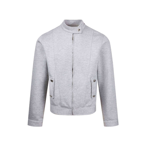 Damen Kurz geschnittene Sweat‑Bomberjacke mit Stehkragen, verdecktem Reißverschluss und Pattentaschen Shop Nory