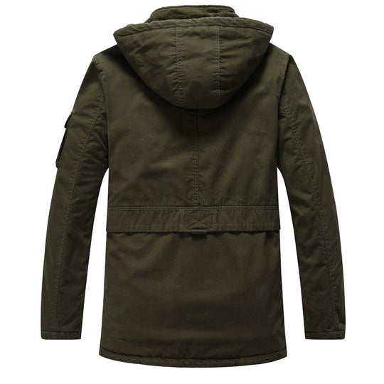 Herren Canvas-Militärparka mit Teddyfutter, Kapuze und multifunktionalen Taschen Shop Nory