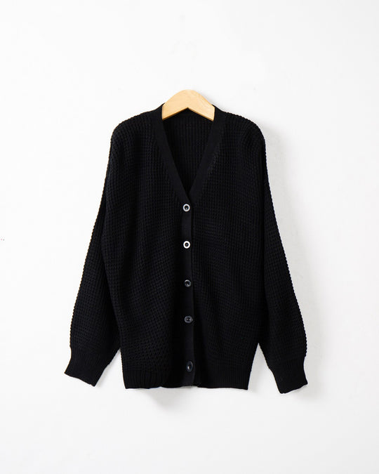 Damen Waffelstruktur-Cardigan mit tiefem V-Ausschnitt und kastigem Oversize-Schnitt Shop Nory