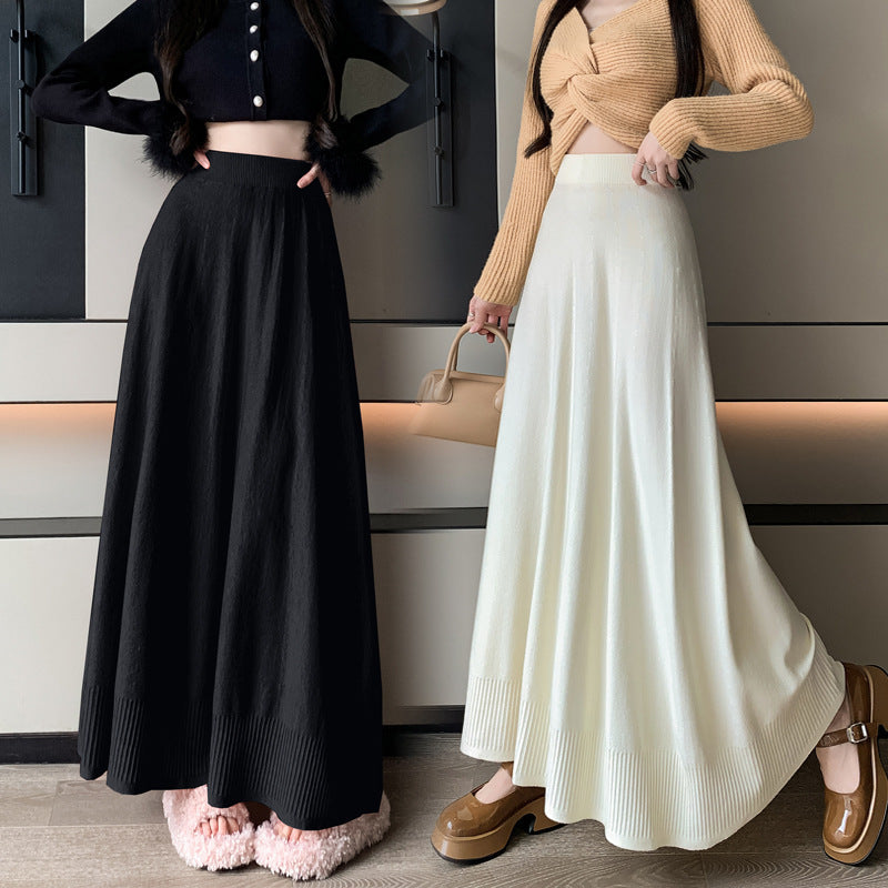 Damen Eleganter Maxirock mit Plisseefalten und elastischem Bund Shop Nory