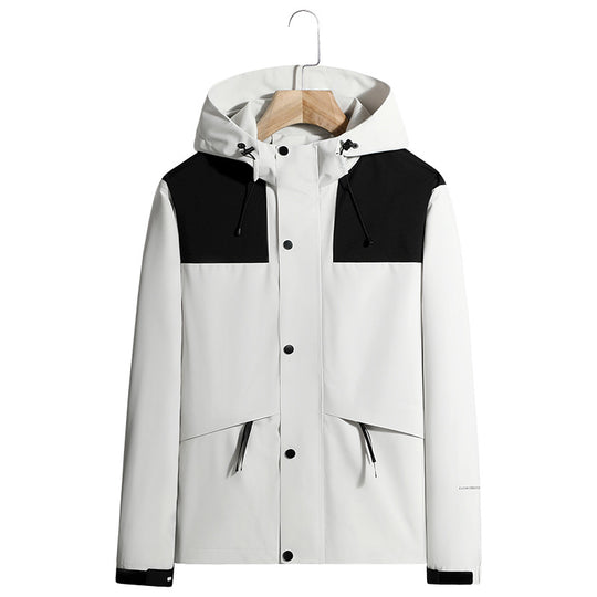 Herren Leichte wasserabweisende Kapuzen-Softshelljacke mit verdeckter Druckknopfleiste und Kordelzug Shop Nory