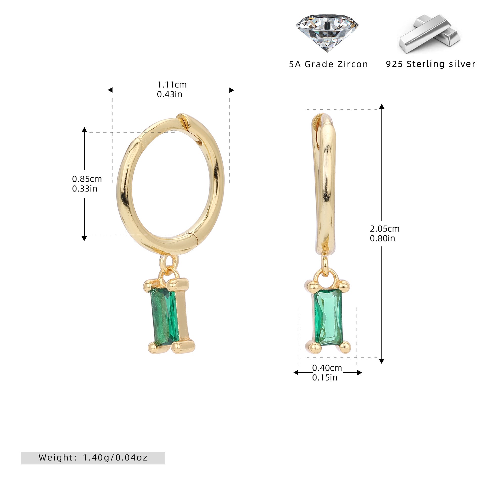 Damen Ohrhänger mit verführerischem Zirkonanhänger aus hochwertigem 925 Sterling Silber Shop Nory