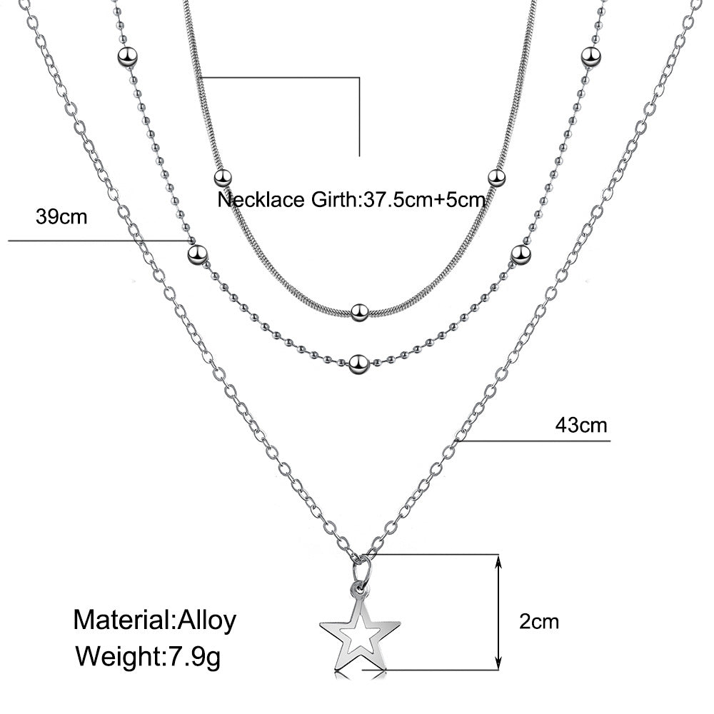 Damen mehrlagige Halskette mit eleganten Sternanhängern Shop Nory