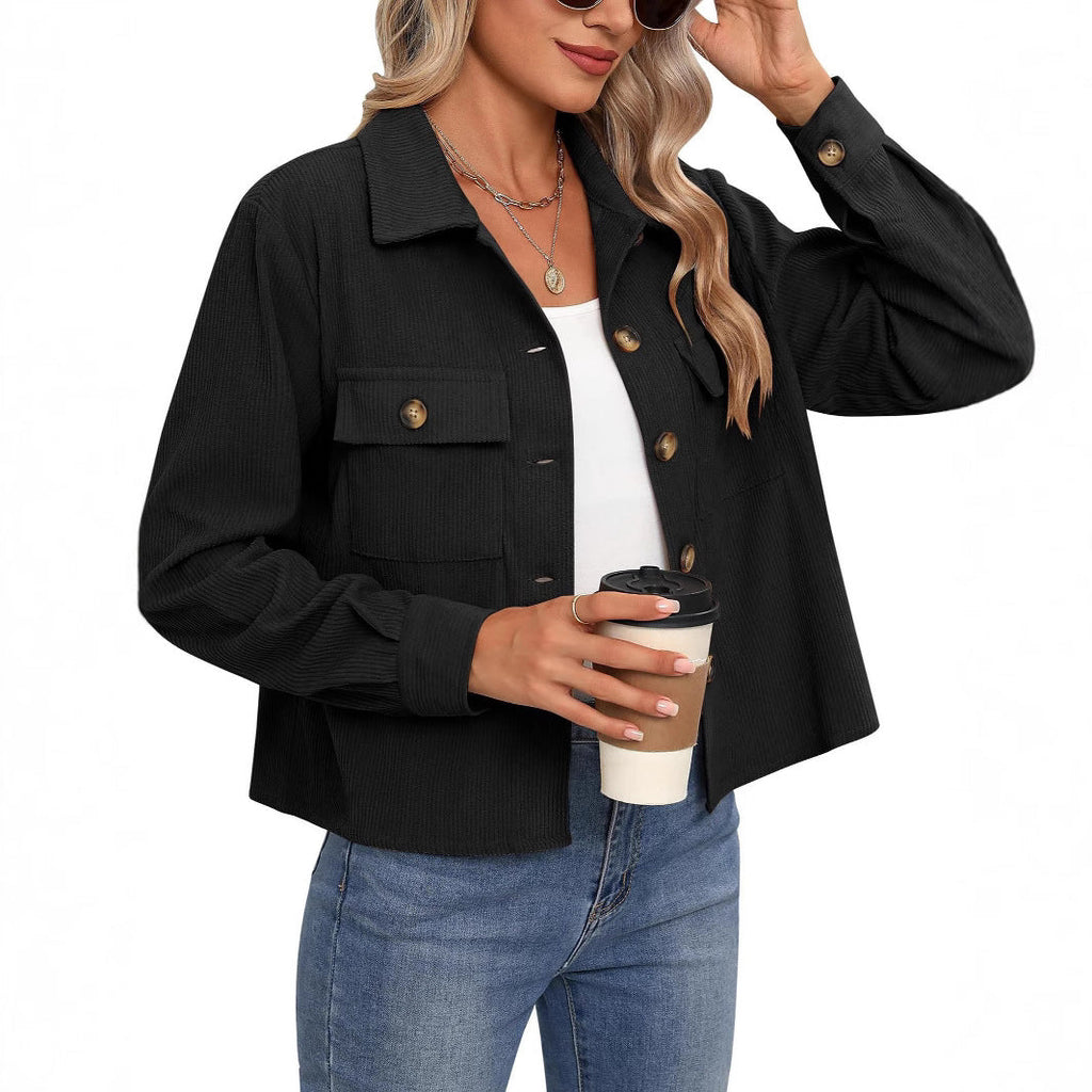 Damen Cordjacke mit zwei Brusttaschen