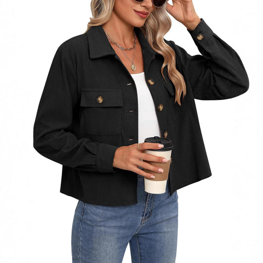 Damen Cordjacke mit zwei Brusttaschen