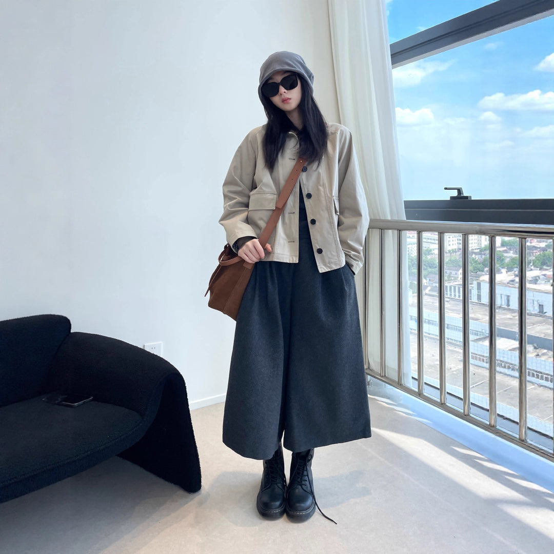 Damen Kurzjacke im Worker-Stil mit Cordkragen und aufgesetzten Pattentaschen Shop Nory