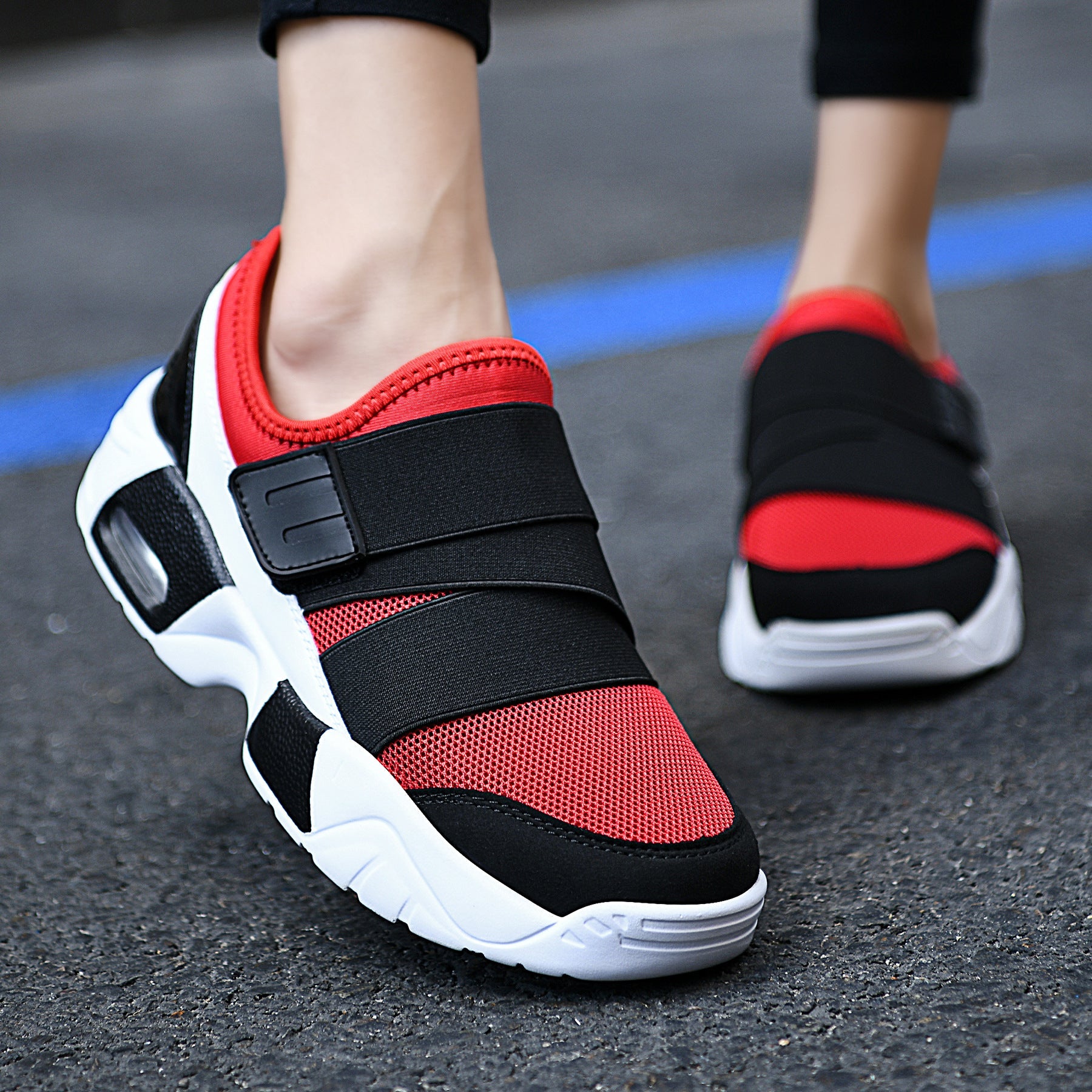 Damen nan Schlupfsneaker mit breitem Elastikriemen, atmungsaktivem Mesh und geformter Dämpfungsohle