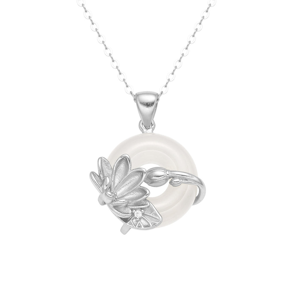 Damen Halskette mit kunstvollem Lotus-Anhänger und filigranem Silberdesign Shop Nory