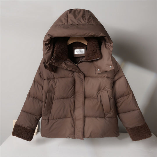Damen nan kurze wattierte Jacke mit hochschließendem Teddykragen, Fleece-Innenfutter und verstellbarem Saum Shop Nory