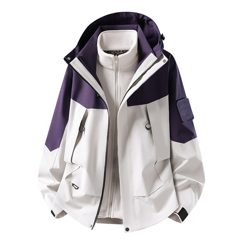 Unisex wasserfeste zweilagige Softshell-Regenjacke mit herausnehmbarem Fleecefutter und Kapuze Shop Nory