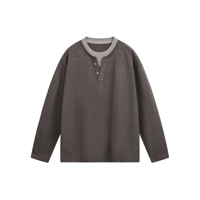 Herren Leichter Feinstrick-Henley-Pullover mit Kontrastkragen und Relaxed-Schnitt Shop Nory