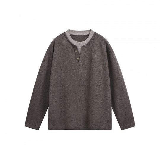Herren Leichter Feinstrick-Henley-Pullover mit Kontrastkragen und Relaxed-Schnitt Shop Nory