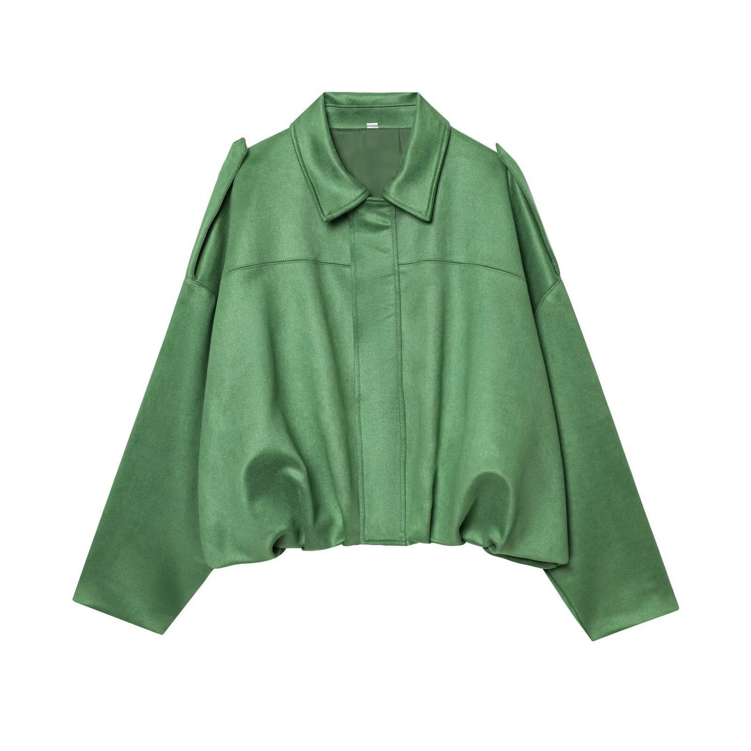 Damen Gekürzte Wildlederoptik-Blousonjacke mit Taillen-Smock und Schulterpatten Shop Nory