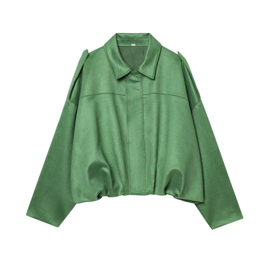 Damen Gekürzte Wildlederoptik-Blousonjacke mit Taillen-Smock und Schulterpatten Shop Nory