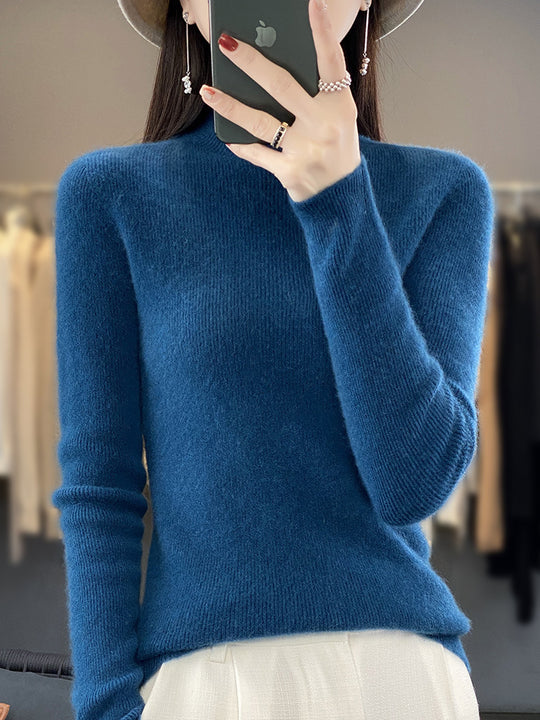 Damen Schlanker Feinstrick-Mockneckpullover aus feinem Angora‑Mix Shop Nory