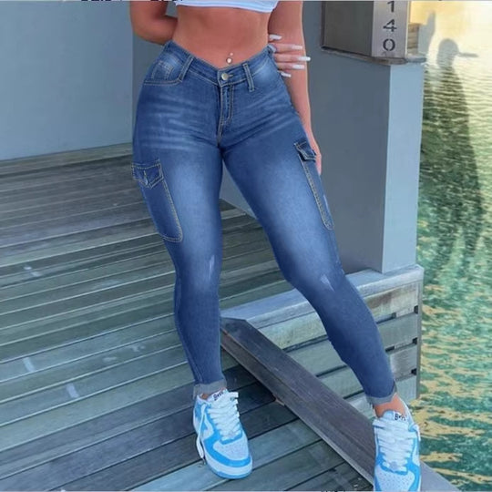 Damen Hochtaillierte Sculpting-Skinny-Jeans mit Cargo-Taschen und Superstretch Shop Nory
