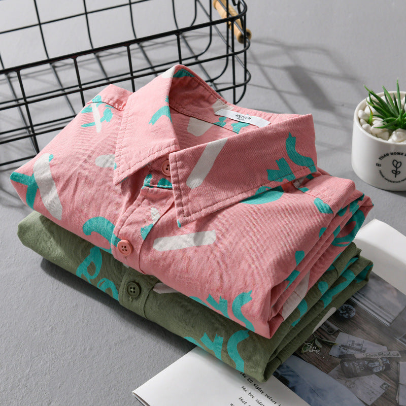 Herren Lockeres Baumwoll-Overshirt mit grafischem Allover-Print und Kentkragen Shop Nory