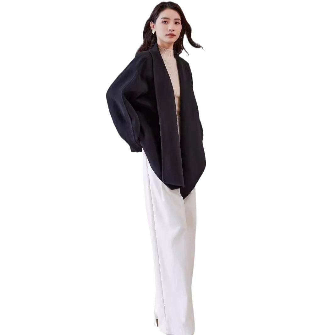 Damen Oversize-Mantel aus Wollmix mit offenem Schalkragen und asymmetrischem Saum Shop Nory