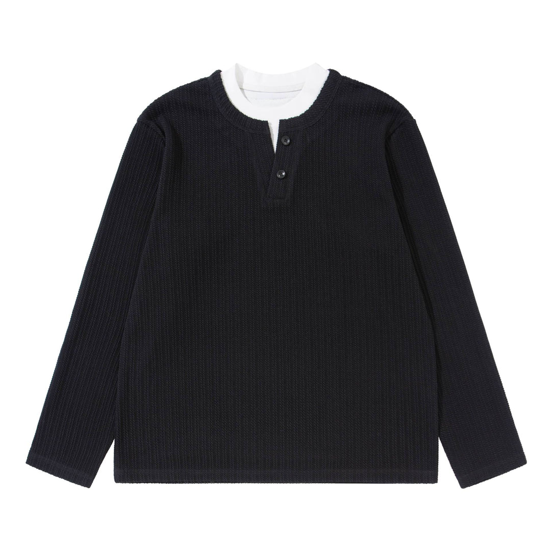 Unisex Feinstrukturierter Rippsweater mit Henley-Ausschnitt Shop Nory