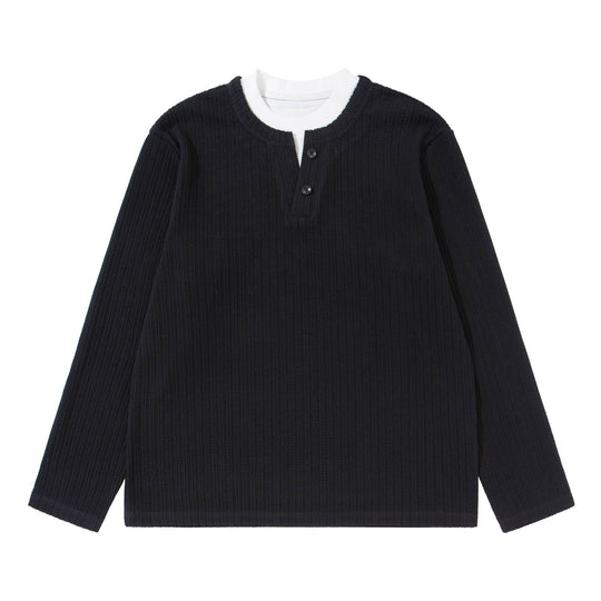 Unisex Feinstrukturierter Rippsweater mit Henley-Ausschnitt Shop Nory
