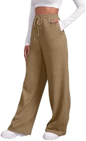 Damen nan weite High‑Waist Palazzo-Loungehose mit elastischem Komfortbund, Kordelzug und seitlichen Eingrifftaschen Shop Nory