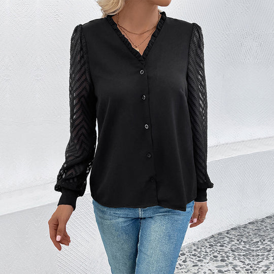Damen Elegante V-Ausschnitt-Bluse Shop Nory