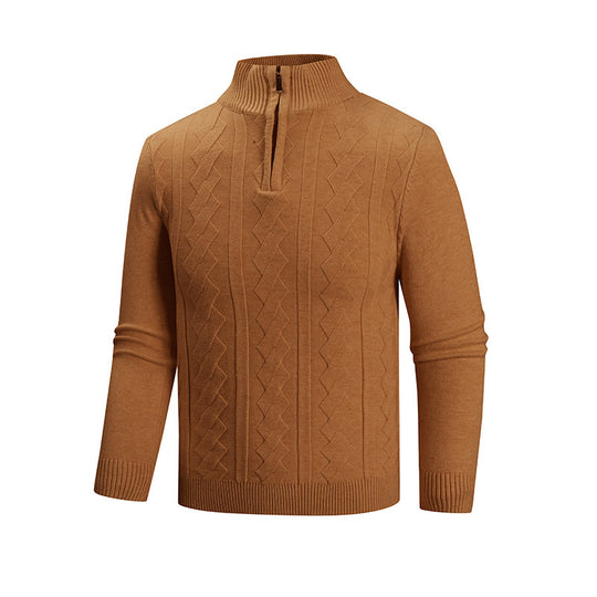Herren Feinstrick-Halbzipp-Pullover mit Zopfmuster und Stehkragen Shop Nory
