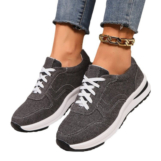 Damen leichte Sneaker im Jeanslook mit gepolstertem Komfortfußbett, stoßdämpfender EVA-Zwischensohle und profiliertem Laufsohlen-Design Shop Nory