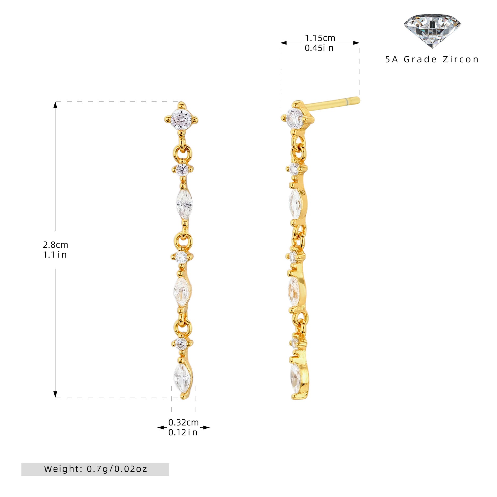 Damen Ohrhänger mit funkelnden Zirkonsteinen und eleganter 925er Sterling Silberfassung Shop Nory