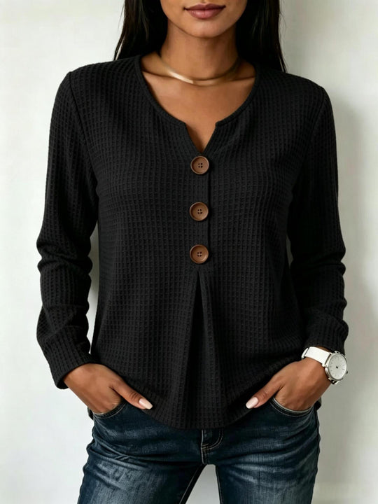 Damen Modisches Langarmshirt mit Knopfdetails Shop Nory