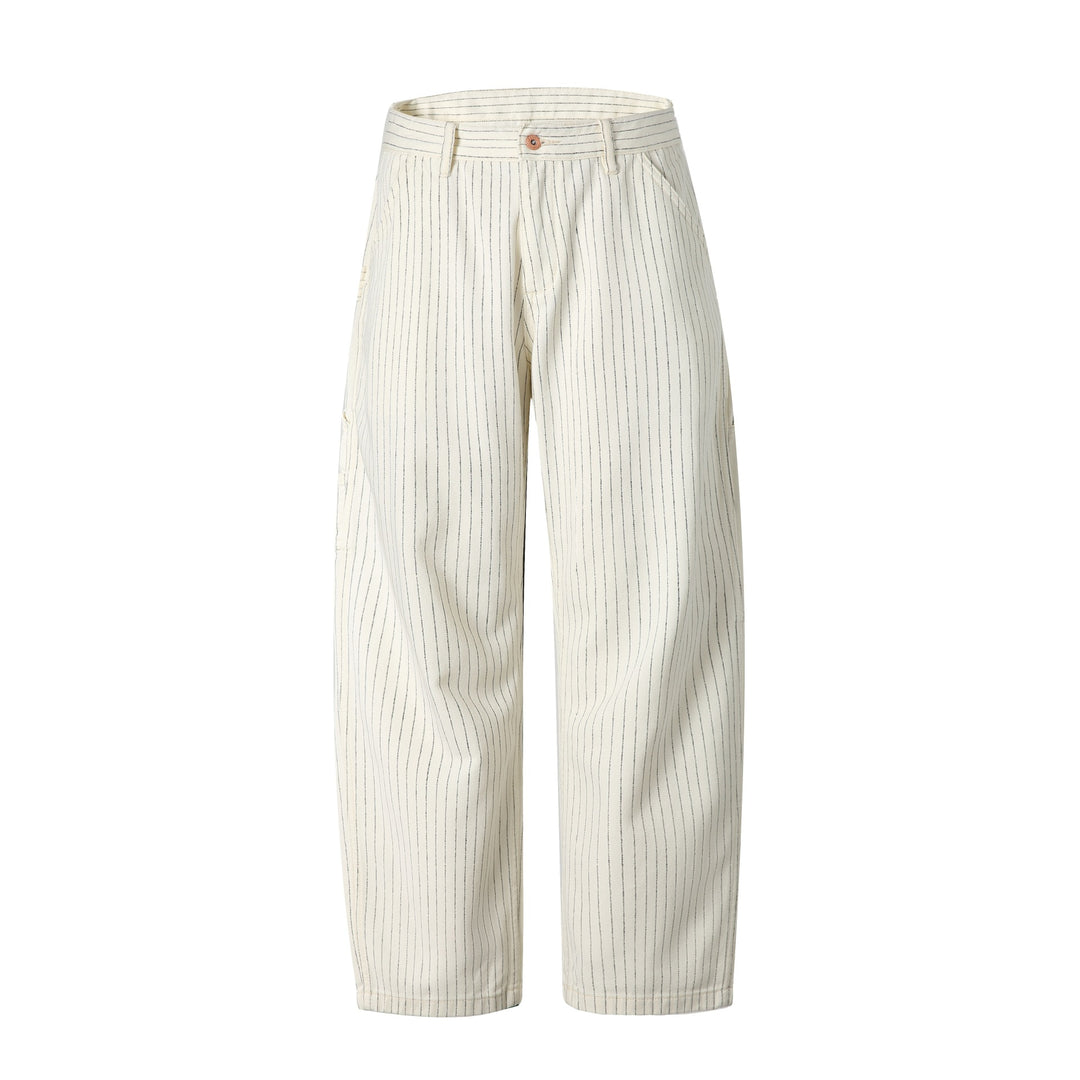 Damen Carpenterhose aus Leinen‑Baumwollmix mit Nadelstreifen und Hammerloop Shop Nory