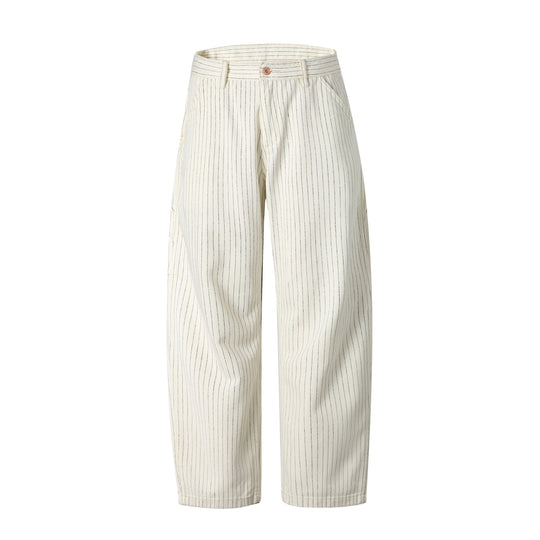 Damen Carpenterhose aus Leinen‑Baumwollmix mit Nadelstreifen und Hammerloop Shop Nory