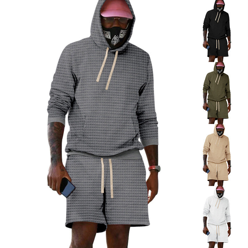Herren Sportiv gestepptes Hoodie- und Shorts-Set