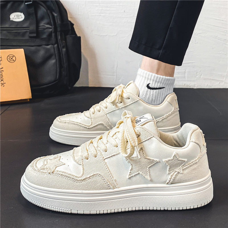 Damen modische Sneakers mit gesticktem Sternendesign und lässigem Look
