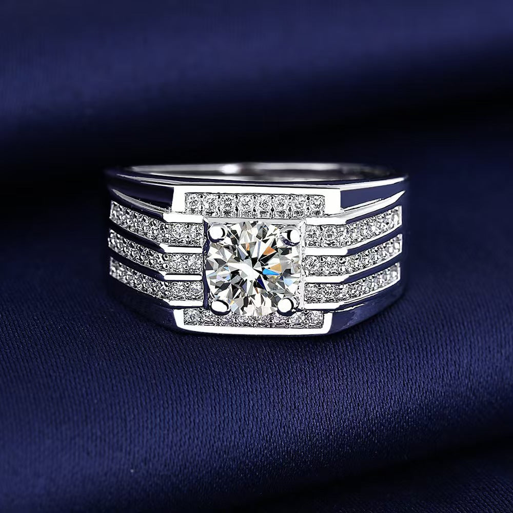 Herren Zierlicher Ring mit quadratischem Kristalldesign Shop Nory