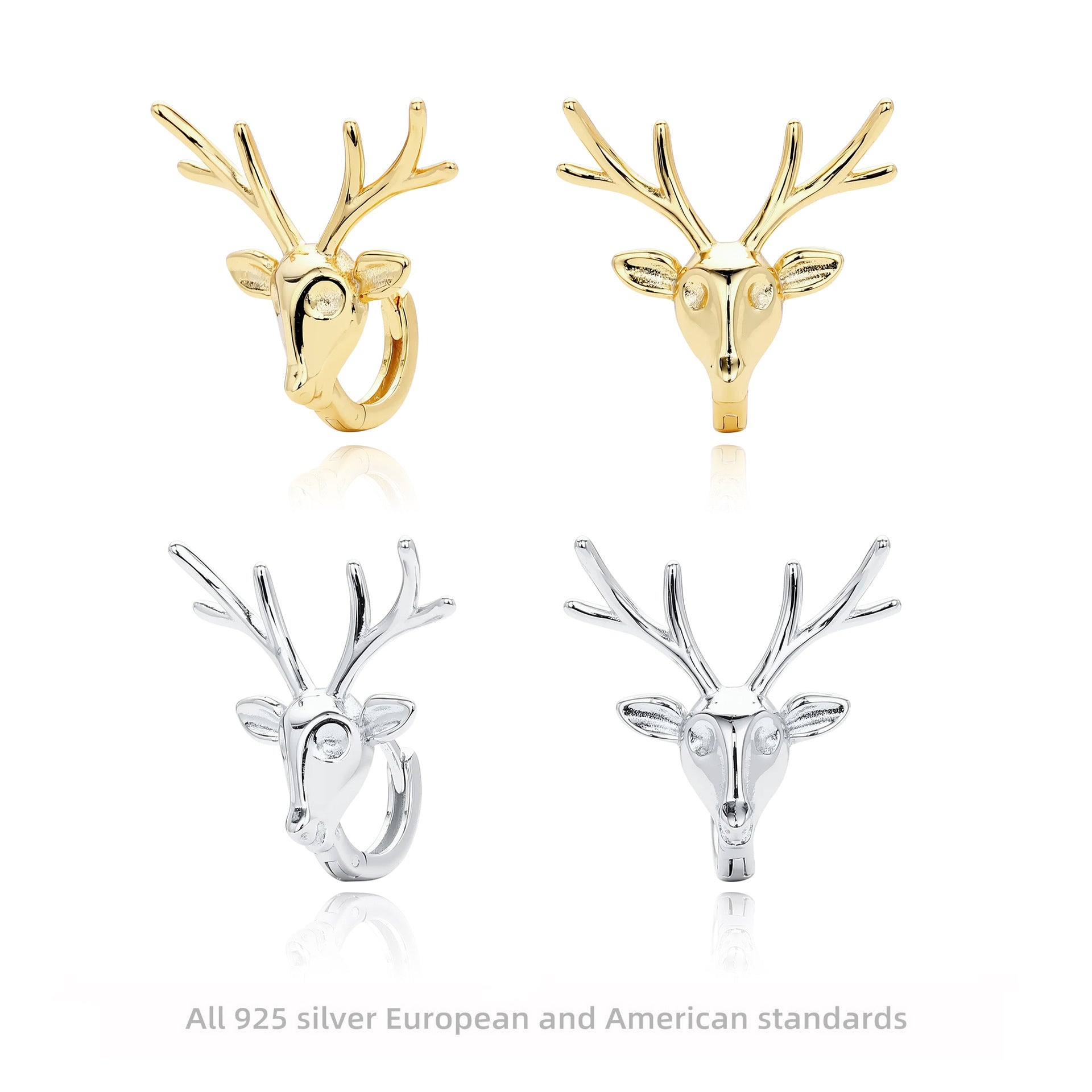 Damen Ohrhänger im kreativen Rehkopf-Design aus hochwertigem 925 Sterling Silber Shop Nory