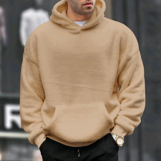 Herren Kuscheliger Oversize Kapuzenpullover aus Teddy-Fleece mit Kängurutasche Shop Nory